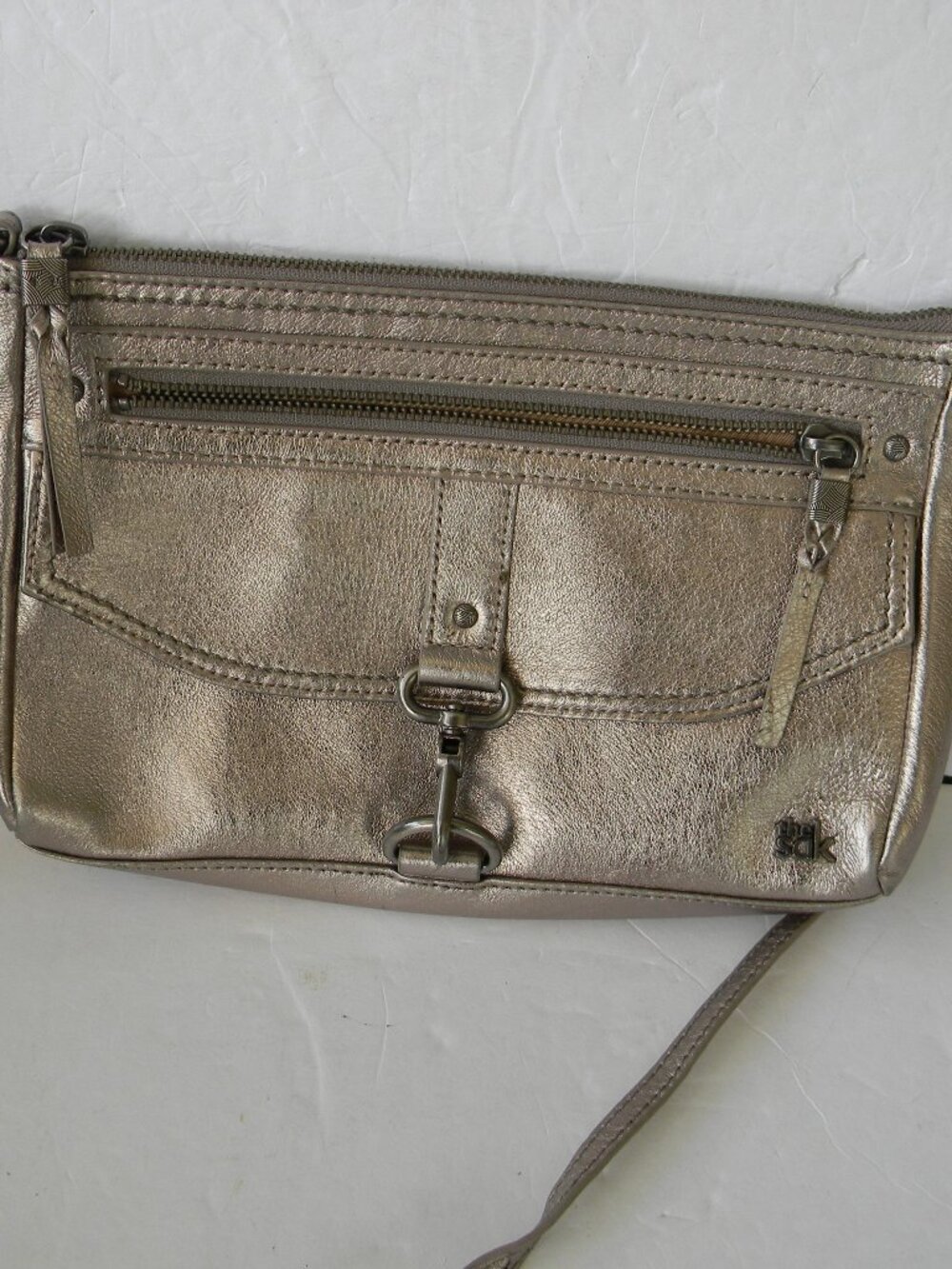 The Sak Ventura Leather Crossbody SHOULDER BAG METALLIC PEWTER